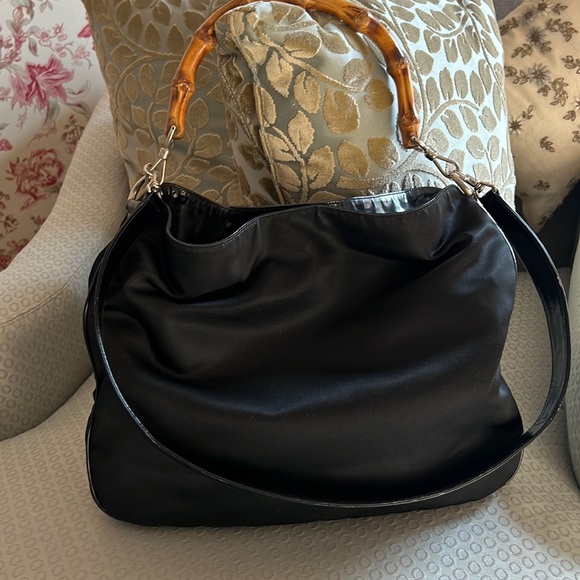 Gucci Nylon Bamboo Handle Hobo Bag - Picture 1 of 17
